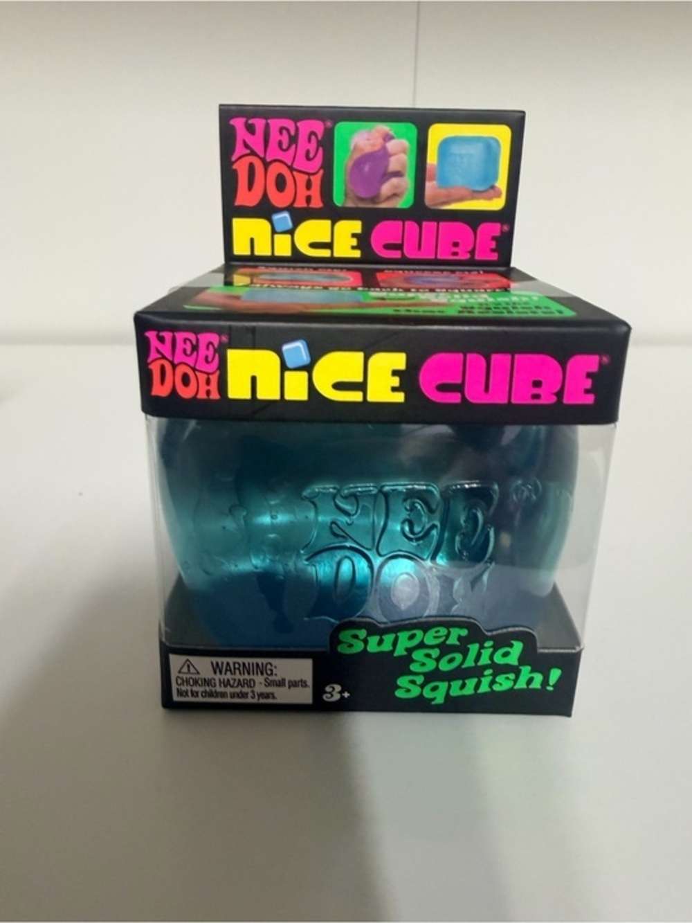 New in Box NeeDoh Nice Cube Teal Blue Super Solid Squish